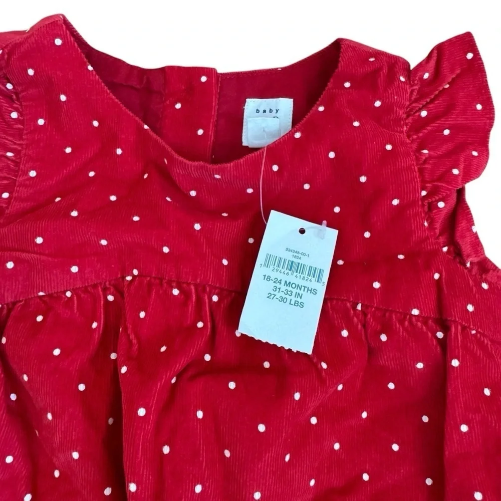 Baby Gap Red Polka Dot Corduroy Jumpsuit Baby Girl Size 18-24M NWT